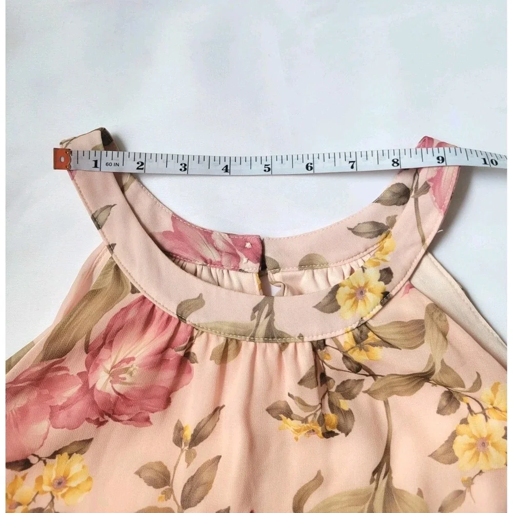 New York & Company Pink Floral Sleeveless A Line Dress‎ Sz XL